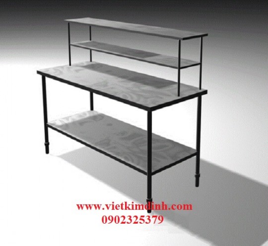 Bàn inox có 1 kệ dưới + kệ đôi trên bàn